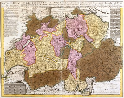 A svájci szövetség térképe (rézkarc alkotó: Guillaume Delisle
