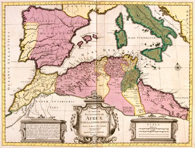 Marokkó, Észak-Algéria, Tunézia, Líbia északnyugati része, Spanyolország, Portugália, Olaszország (kivéve észak). alkotó: Guillaume Delisle