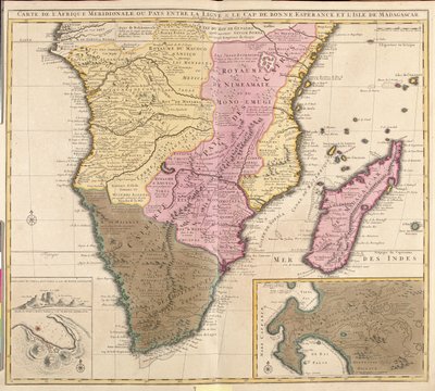 Dél-Gabon, a Kongói Köztársaság nagy része (kivéve észak), a Kongói Demokratikus Köztársaság nagy része (kivéve észak), Uganda nagy része (kivéve észak), Kenya nagy része (kivéve észak), Dél-Szomália, Ruanda, Burundi, Tanzánia, Anglia. alkotó: Guillaume Delisle
