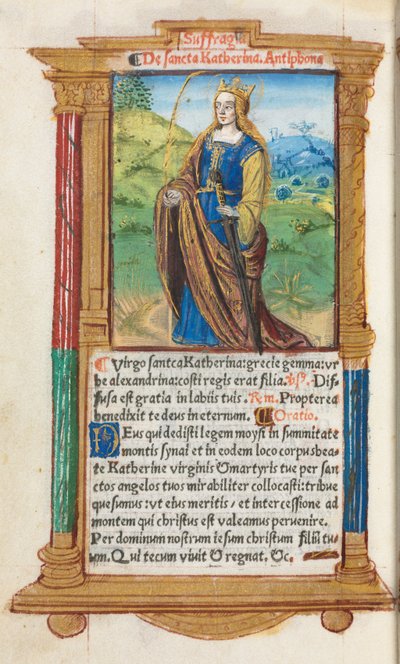 Nyomtatott Órakönyv (római használat): fol. 109v, Szent Katalin alkotó: Guillaume Le Rouge