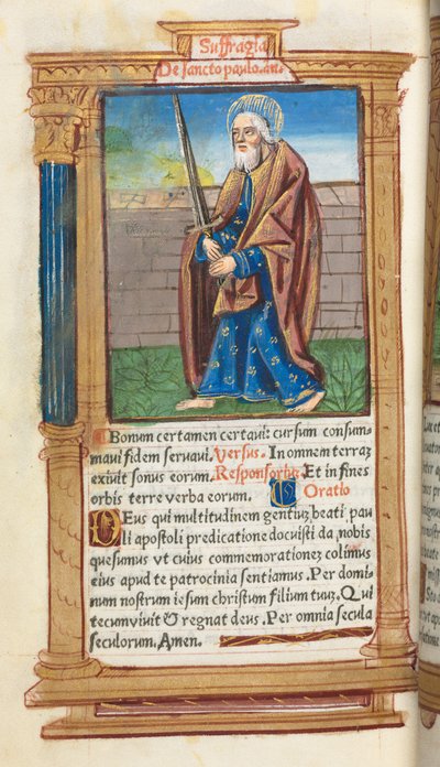 Nyomtatott Órakönyv (római használatban): fol. 99v, Szent Pál alkotó: Guillaume Le Rouge