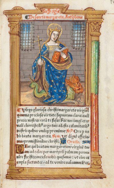 Nyomtatott órakönyv Róma használata: fol. 110r, Szent Margit, 1510. alkotó: Guillaume Le Rouge