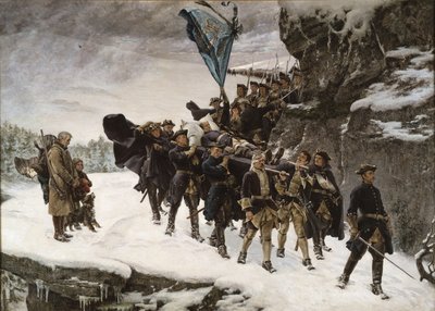 XII. Károly svéd király holttestének hazahozatala alkotó: Gustaf Cederström