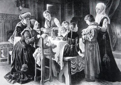 Luther Márton gyermekkora, illusztráció a "The History of the Nation"-ból. alkotó: Gustav Adolph Spangenberg