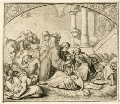 Luther kártevő betegekkel Wittenbergben alkotó: Gustav Ferdinand Leopold Konig