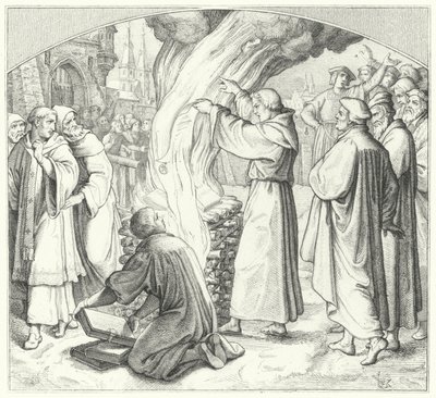 Luther Márton elégette a pápai bullát Wittenbergben, 1520 alkotó: Gustav Ferdinand Leopold Konig