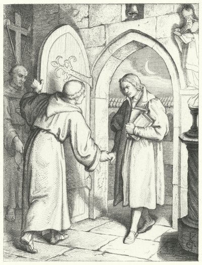 Luther Márton belépett az erfurti Szent Ágoston-kolostorba 1505. július 17-én alkotó: Gustav Ferdinand Leopold Konig