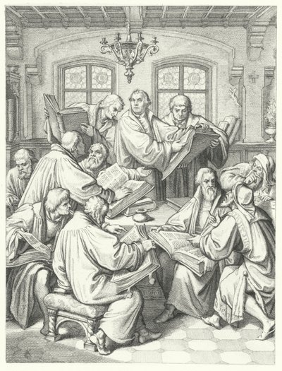 Luther Márton a Bibliát németre fordítja (metszet) alkotó: Gustav Ferdinand Leopold Konig