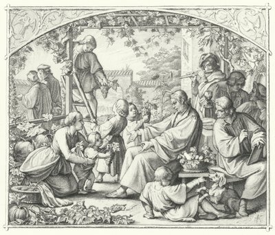 Luther Márton családjával és néhány nyarat élvező kortársával (metszet) alkotó: Gustav Ferdinand Leopold Konig
