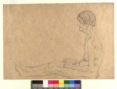 Aktstudie einer sitzenden alten Frau alkotó: Gustav Klimt