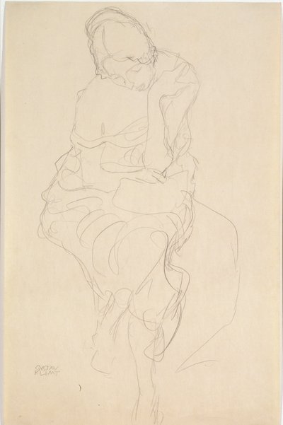 A széken ülő személy elölnézete alkotó: Gustav Klimt