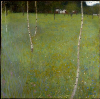 Tanyasi ház nyírfákkal (Fiatal nyírfák) alkotó: Gustav Klimt