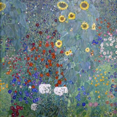 Víkendház kert napvirágokkal alkotó: Gustav Klimt