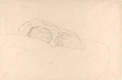 Összegömbölyödött lány az ágyon alkotó: Gustav Klimt