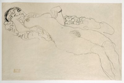 Női akt balra fordult alkotó: Gustav Klimt