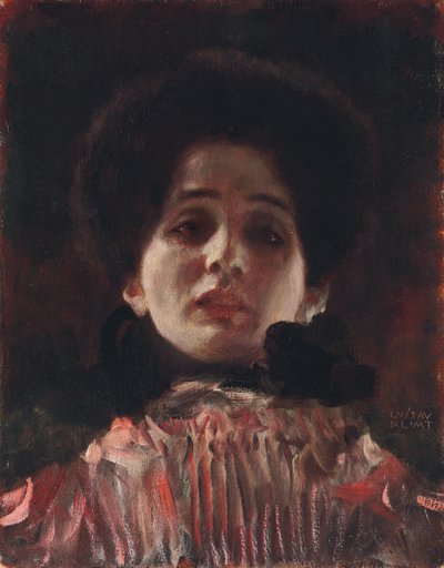 Egy hölgy teljes arcképe; Damenbildnis elöl, 1898 körül alkotó: Gustav Klimt