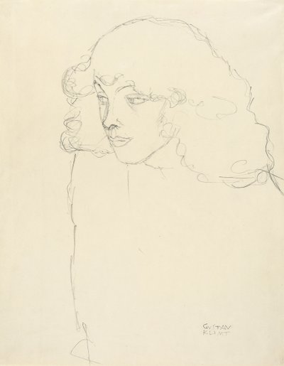 Félalakos lányportré háromnegyedes profilban, 1913 alkotó: Gustav Klimt