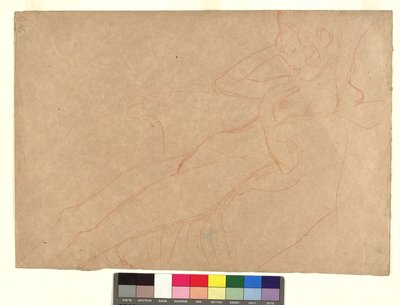 In einem Armsessel lehnender weiblicher Akt im Profil alkotó: Gustav Klimt