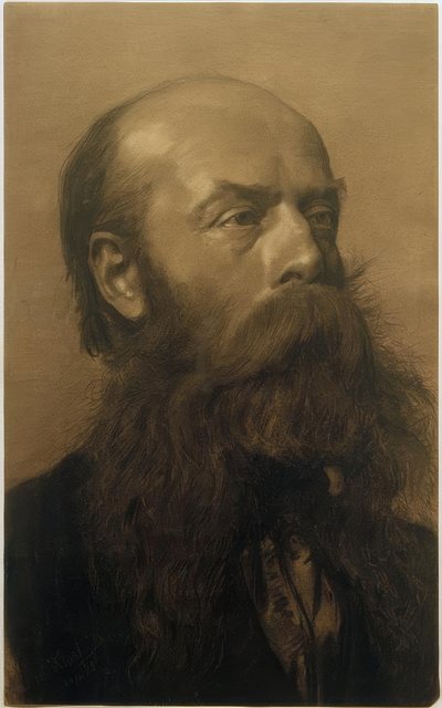 Szakállas férfi fej háromnegyed profilban jobbra alkotó: Gustav Klimt