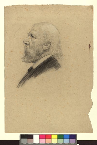 Egy idős férfi profilból, balra néző portrévázlat alkotó: Gustav Klimt