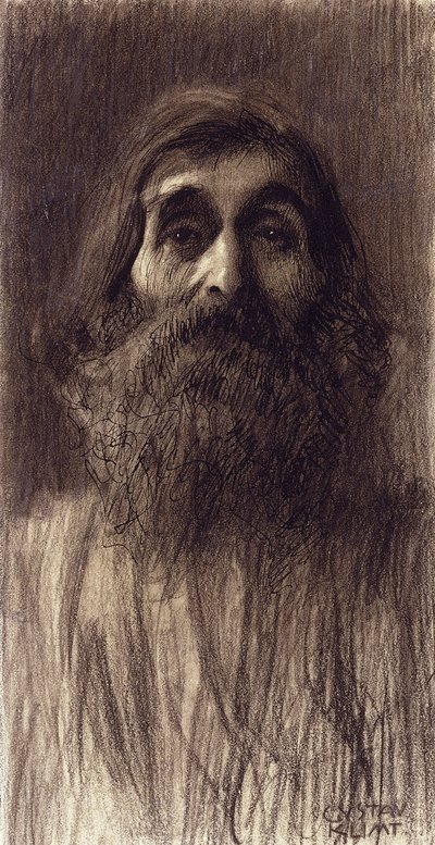 Egy szakállas férfi portréja; Szakállas mammák félalakos portréja, elölnézet, 1894 körül alkotó: Gustav Klimt