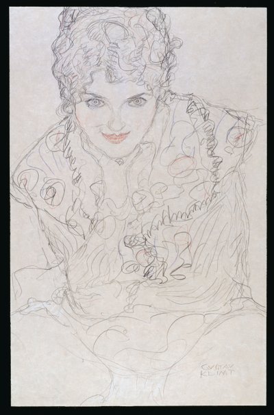 Portré jobb kézzel az állon, 1917-1918 körül alkotó: Gustav Klimt