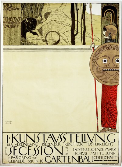 A " Szecesszió " művészeti mozgalom első kiállításának plakátja alkotó: Gustav Klimt