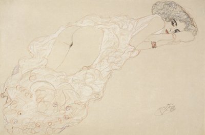 Fekvő akt, hason fekve jobbra fordulva, 1910 alkotó: Gustav Klimt