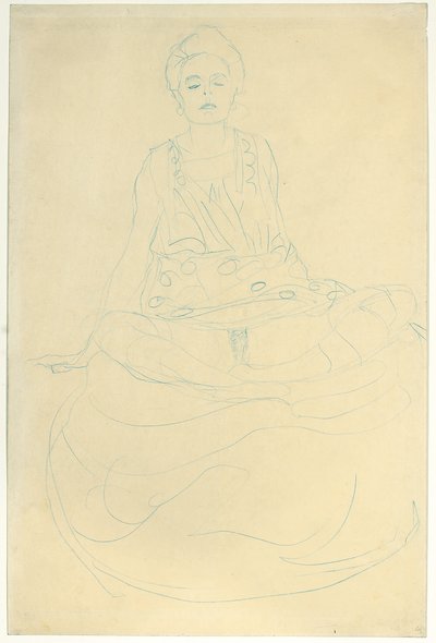 Ülő félhosszú akt elölről; Sitzender Halbakt von vorne, 1907 alkotó: Gustav Klimt