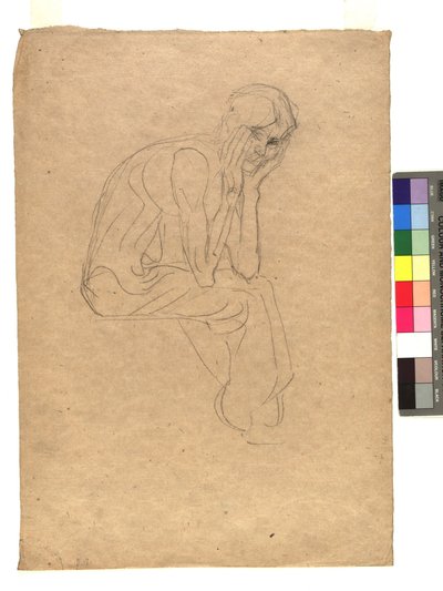 Sitzende Gestalt mit in die Hände gestütztem Kopf alkotó: Gustav Klimt
