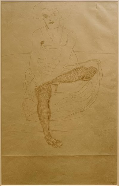 Ülő női félmeztelenül elölről alkotó: Gustav Klimt