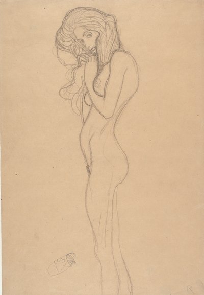 Álló női akt tanulmány a Beethoven-frízhez, 1901. alkotó: Gustav Klimt