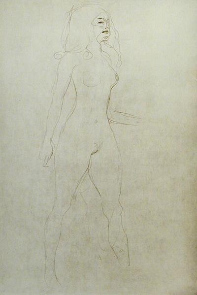 Álló akt (fordítva) alkotó: Gustav Klimt