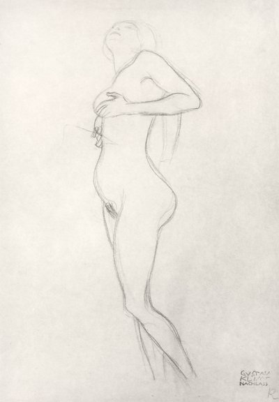 Álló meztelen lány felnézett alkotó: Gustav Klimt