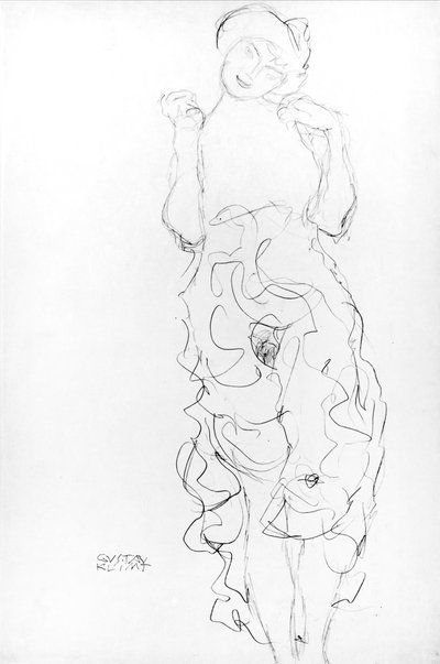 Álló akt felemelt karral, 1917/18 körül (ceruza, papír) (fekete-fehér fotó) alkotó: Gustav Klimt