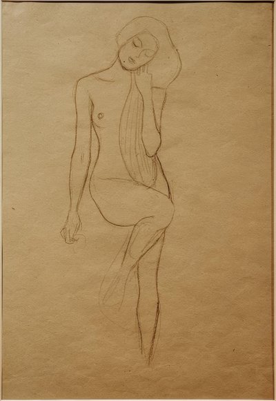 Álló női akt felemelt jobb lábbal alkotó: Gustav Klimt
