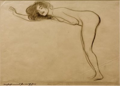 Álló meztelen lány testével balra hajolva alkotó: Gustav Klimt