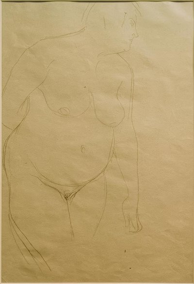 Álló, kövér női meztelen, kissé jobbra (tanulmány) alkotó: Gustav Klimt