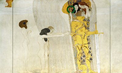 A Beethoven-fríz, Részlet: Lovag ragyogó páncélban, 1902 alkotó: Gustav Klimt