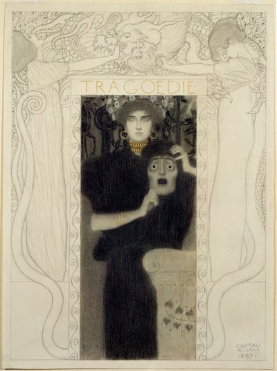 Tragédia. Tanulmány a Tragédia allegóriájához (toll és tinta, fehér tus) alkotó: Gustav Klimt