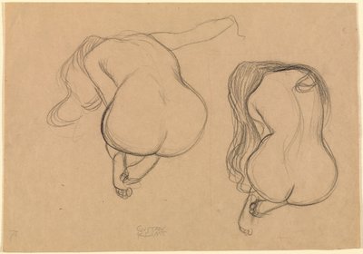 Két tanulmány egy hosszú hajú ülő aktról alkotó: Gustav Klimt