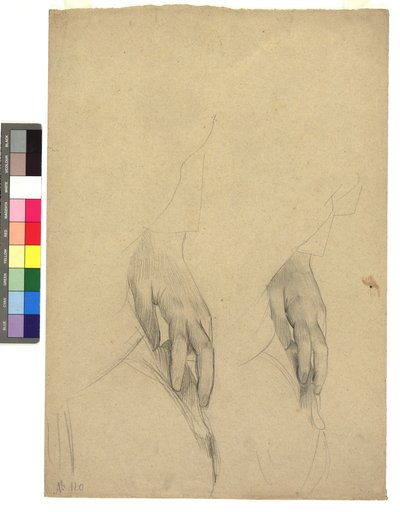Zwei Handstudien, Finger ans Ohr gelegt alkotó: Gustav Klimt