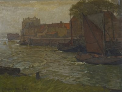 Veere kikötőjében alkotó: Gustav Schönleber