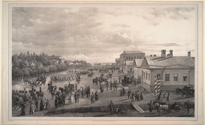 Chevalier Gardes Throwgh Krasnoye Selo parádéja, 1848 alkotó: Gustav Schwarz