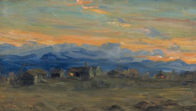 Hegyi farm esti fényben alkotó: Gustav Wentzel