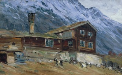 Hegyi farm a havas tájban alkotó: Gustav Wentzel