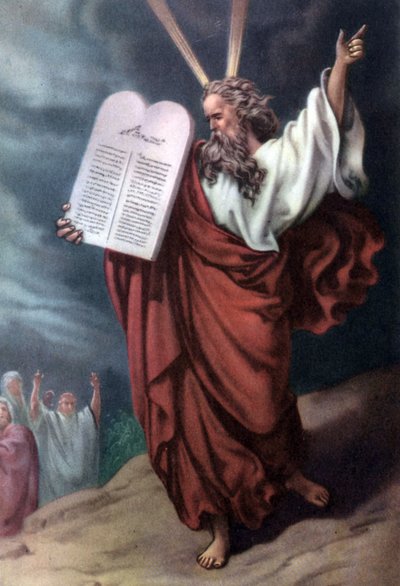 Mózes és a törvény táblái, c; 1950-es évek (képeslap) alkotó: Gustave (after) Dore