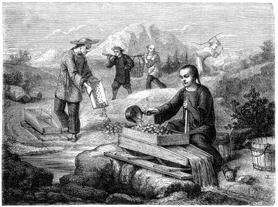 Kínai bányászok, Kalifornia, 19. század. alkotó: Gustave Adolphe Chassevent Bacques