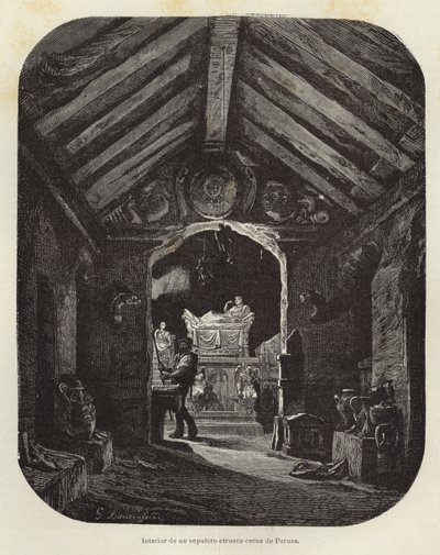 Egy etruszk sír belseje Perugia közelében alkotó: Gustave Bauernfeind