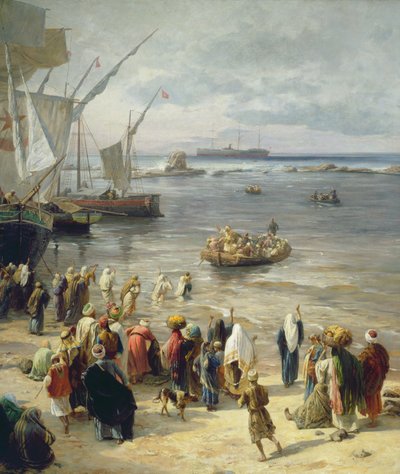 Jaffa, Török katonák toborzása Palesztinában, 1888 (a 226323 jobb oldali részlete) alkotó: Gustave Bauernfeind